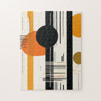 boho orange abstract circles jigsaw puzzle