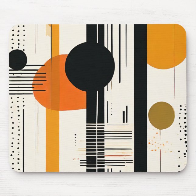 boho orange abstract circles mouse mat (Front)