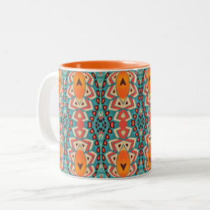 Boho Orange and turquoise Tribal Inspired  Two-Tone Coffee Mug