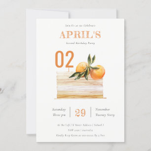 Boho Orange Fruit Cake Any Age Birthday Invite