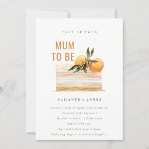 Boho Orange Fruit Cake Baby Shower Invite