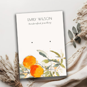 Boho Orange Fruity Watercolor Earring Stud Display Business Card