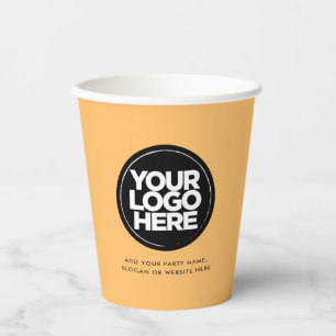 Boho Orange   Personalised Logo and Text Paper Cups