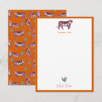 Boho Orange Pink Jungle Tiger Script