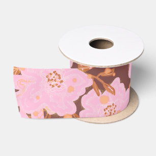 Boho Orange Rust All Occasion Floral  Satin Ribbon