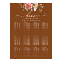 Boho Orange Rust Fall Wedding Seating Chart
