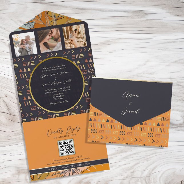 Boho Orange Wedding All In One Invitation (Creator Uploaded)