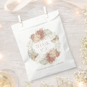 Boho Orchid and Dried Palm Wreath Baby Shower Favour Bags