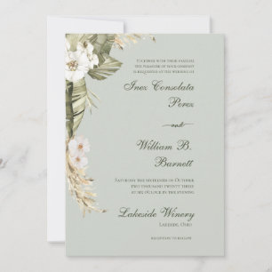 Boho Orchid Sage Wedding Invitation