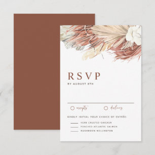 Boho Orchids and Dried Palm Leaves Wedding RSVP Card