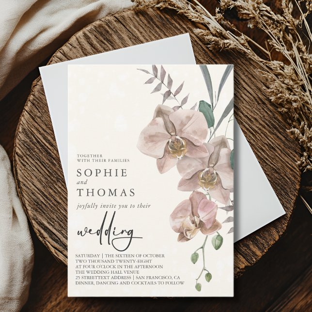 Boho orchids elegant wedding invitation (Creator Uploaded)