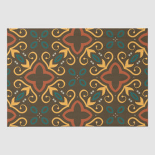 Boho Ornate Folklore Pattern in Earthy Colours Tissue Paper