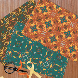 Boho Ornate Folklore Patterns in Earthy Colours  Wrapping Paper Sheet