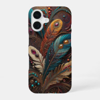 Boho Ornate Metallic Teal Orange Leather iPhone 