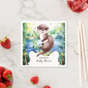Boho Otter Baby Shower Napkin