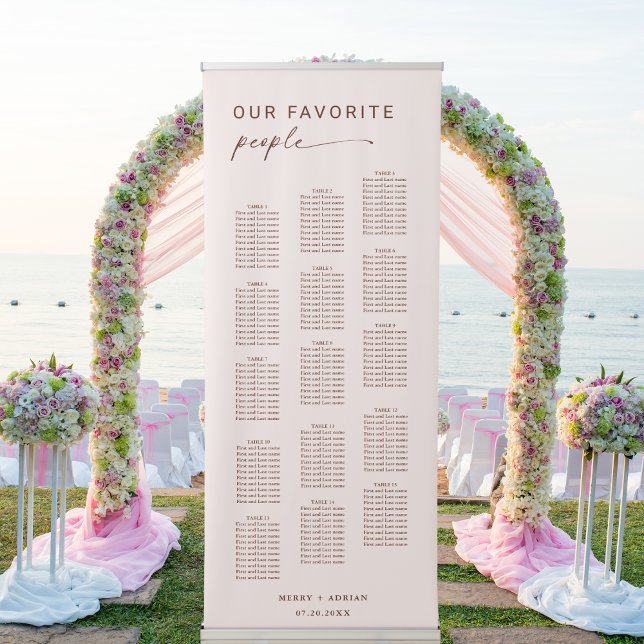Boho Our Favourite People Wedding Seating Chart Retractable Banner (Creator Uploaded)