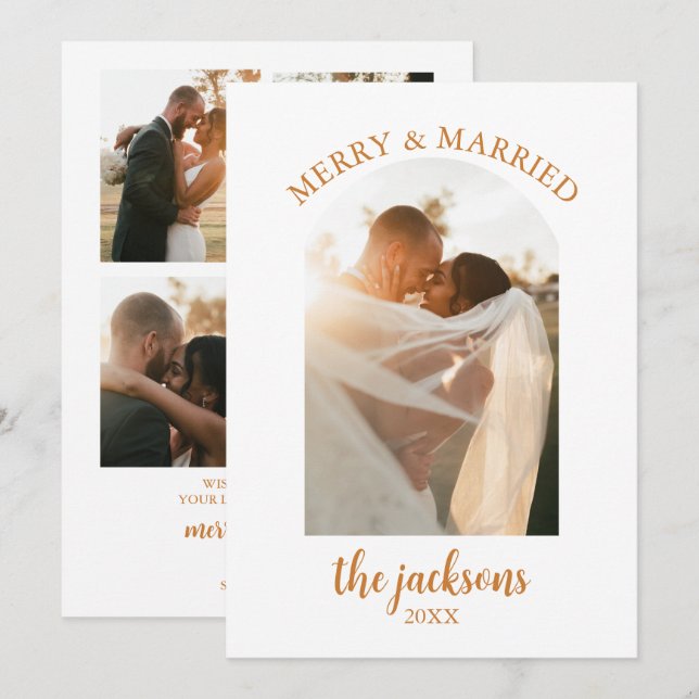 Boho Our First Christmas Newlywed Photo Holiday Invitation (Front/Back)