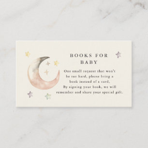 Boho Over the moon Book request Baby shower Enclosure Card