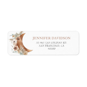 Boho Over the Moon Return Address Label Sticker