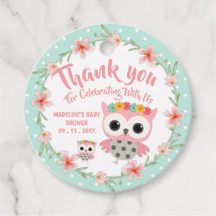 Boho Owl Baby Shower Favour Tags