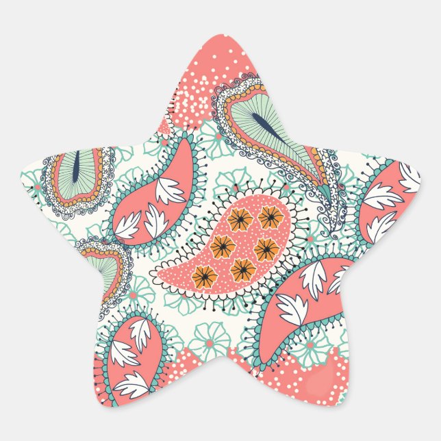 Boho Paisley Border Star Sticker (Front)