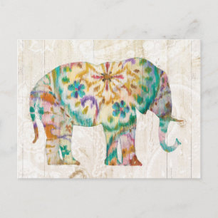 Boho Paisley Elephant I Postcard