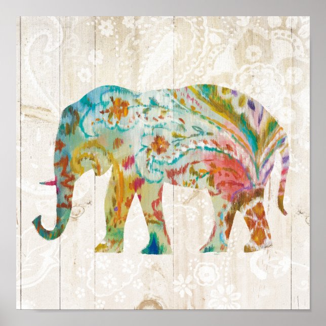 Boho Paisley Elephant II Poster (Front)