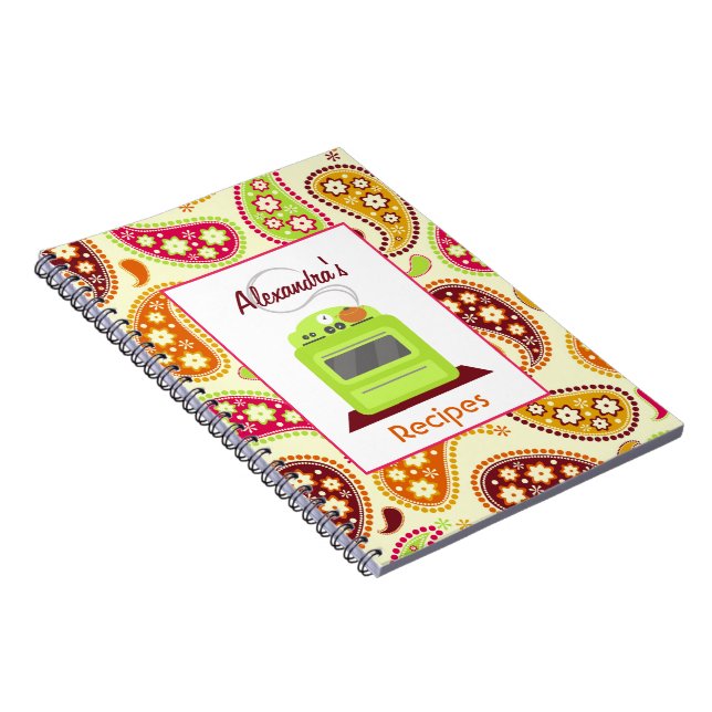 Boho Paisley & Retro Stove Recipe Notebook (Right Side)