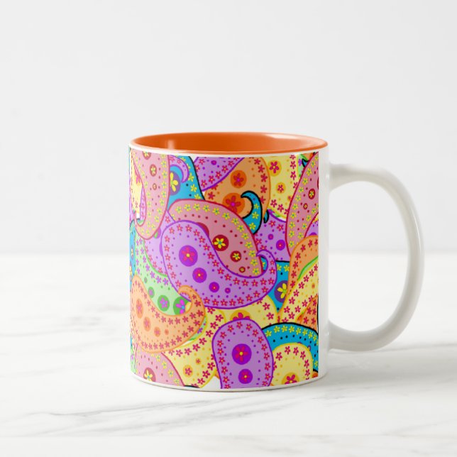 Boho Paisley Two-Tone Coffee Mug (Right)