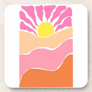 Boho pale pink and orange sunset coaster