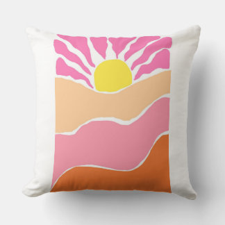 Boho pale pink and orange sunset cushion