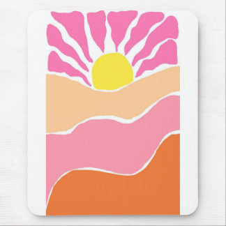 Boho pale pink and orange sunset mouse mat