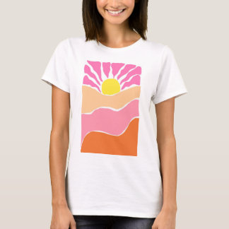 Boho pale pink and orange sunset T-Shirt