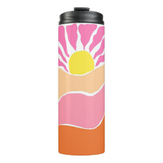 Boho pale pink and orange sunset thermal tumbler