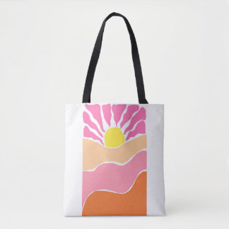 Boho pale pink and orange sunset tote bag