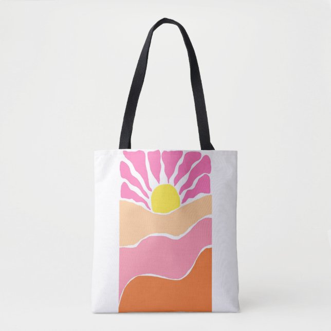 Boho pale pink and orange sunset  tote bag (Front)