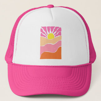 Boho pale pink and orange sunset trucker hat