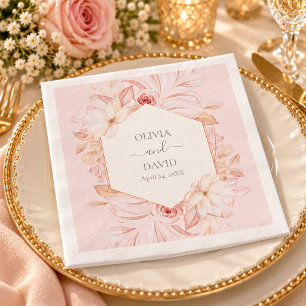 Boho Pale Pink Roses Wedding Napkins