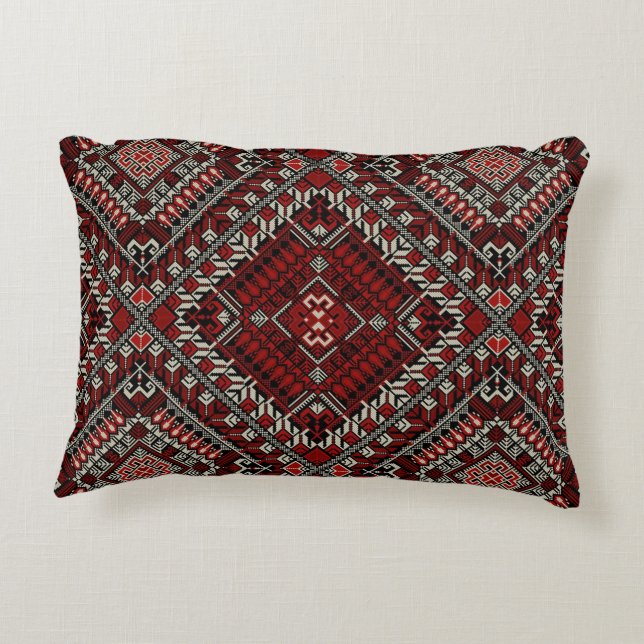 Boho Palestinian Pillow- Bohemian Tatreez Decorative Cushion (Back)