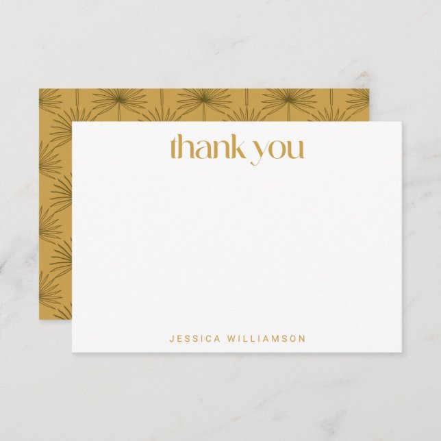 Boho Palm Botanical Yellow Custom Bridal Shower Thank You Card (Front/Back)