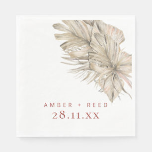 Boho Palm Foliage Terracotta Rust Modern Arch Napkin