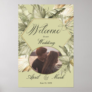 Boho Palm Greenery Wedding Welcome Poster