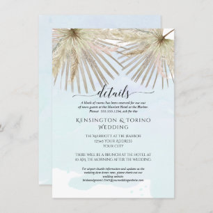 Boho Palm Jungle Foliage Blue Seaside Details Invitation