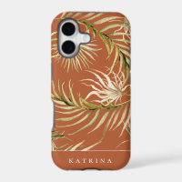 Boho Palm Leaf Pattern Burnt Orange