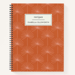 Boho Palm Leaf Rust Botanical Personalised Recipe Notebook