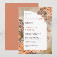 Boho Palm Leaves Hydrangea Blooms 15th Quinceañera