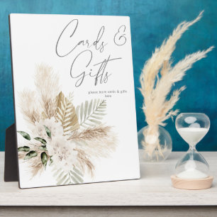 Boho Palm Pampas & Beige Floral Cards Gifts 2 Plaque