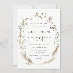 Boho Palm Pampas Grass Flora Couples Shower Invite