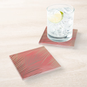 Boho Palm Pattern Glass Coaster