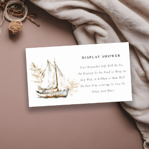 Boho Palm Sailboat Display Shower Baby Shower Enclosure Card